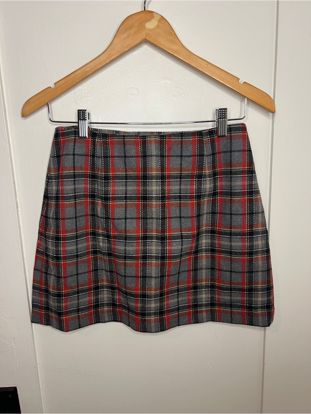 The Limited Gray and Red Plaid Mini Skirt